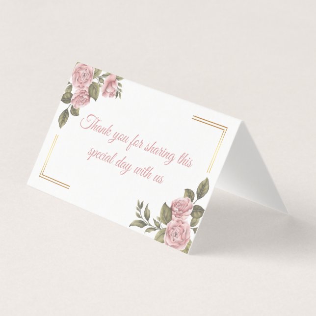 Blommigt Rosa Peony Flower Summer Bröllop Tack Kort (Framsida)