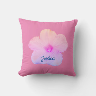 Blommigt Rosa Petunia Namn Monogram Cute Girly 202 Kudde