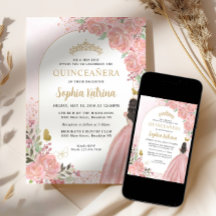 Blommigt  Rosa Princess Birthday Quinceanera