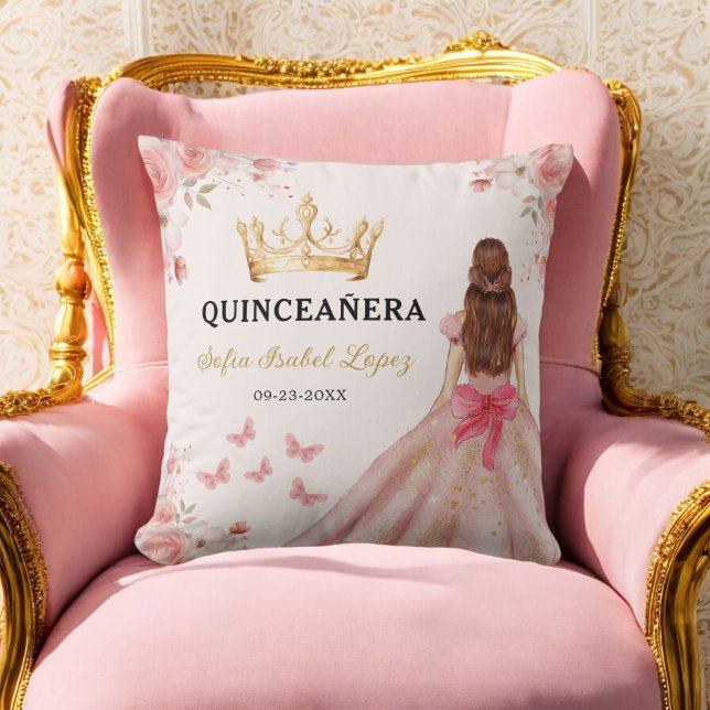 Blommigt  Rosa Princess Quinceanera Kudde (Skapare uppladdad)