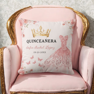 Blommigt Rosa Princess Quinceanera Kudde
