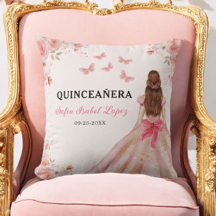 Blommigt Rosa Princess Quinceanera Kudde