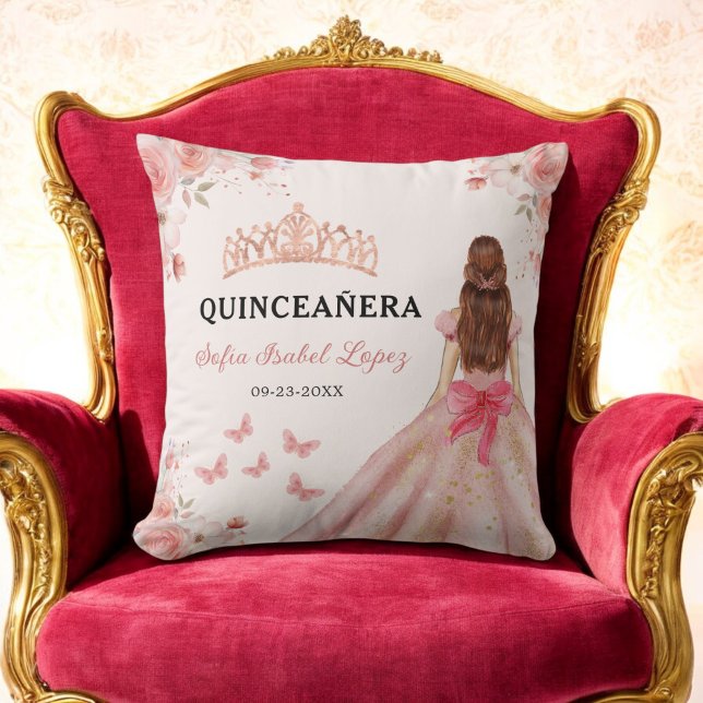 Blommigt  Rosa Princess Quinceanera Kudde (Skapare uppladdad)