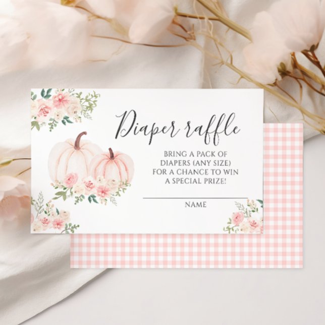 Blommigt Rosa Pumpkin Baby dusch Diaper raffcard Tilläggskort (Skapare uppladdad)
