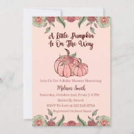 Blommigt Rosa Pumpkin Baby Shower Inbjudningar