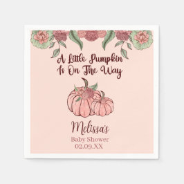 Blommigt Rosa Pumpkin Baby Shower Pappersservett