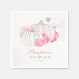 Blommigt  Rosa Pumpkin Girl Baby Shower Pappersservett
