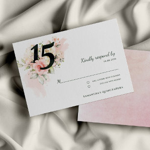 Blommigt Rosa Quinceanera 15:e födelsedagen OSA Kort
