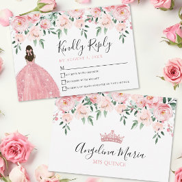 Blommigt  Rosa Quinceanera OSA kort