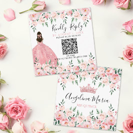 Blommigt  Rosa Quinceanera QR-OSA Tilläggskort