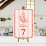 Blommigt Rosa Rand Bröllop Inbjudningar<br><div class="desc">Blommigten för rödkonst botanisk illustration över rosa rand med röd text och hand plockade ram.</div>