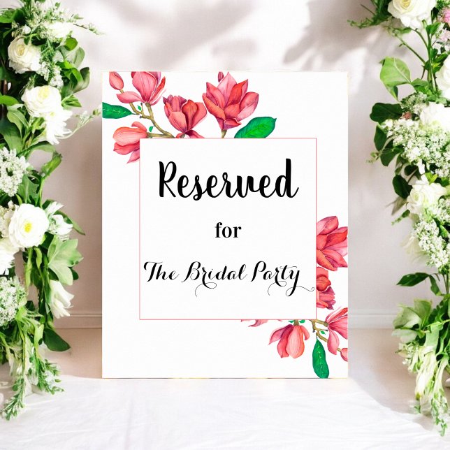 Blommigt Rosa Reserved Bröllop Sign White-Poster Poster (Skapare uppladdad)