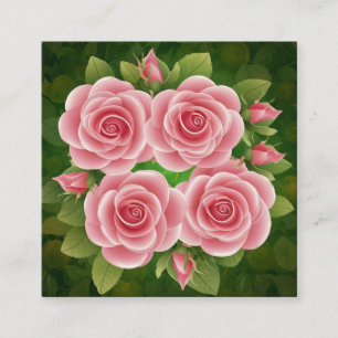 Blommigt Rosa ros Affärskort Fyrkantigt Visitkort