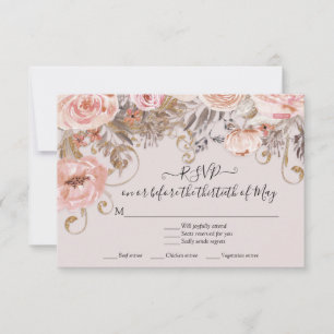 Blommigt Rosa ros Boho Earth Tone OSA Response Kort