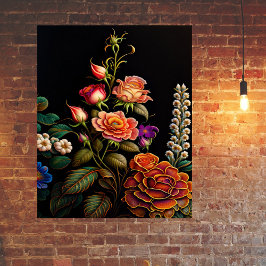 Blommigt Rosa ros Bouquet Artwork Poster