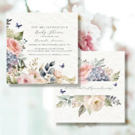 Blommigt Rosa ros Garden Bouquet Flicka Inbjudningar