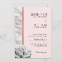 Blommigt  Rosa ros Gold Foil Grått Bröllop