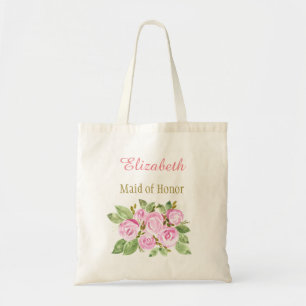 Blommigt Rosa ros Möhippa Bridesmaid med Namn Tygkasse
