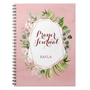  Blommigt Rosa ros Prayer Journal Anteckningsbok