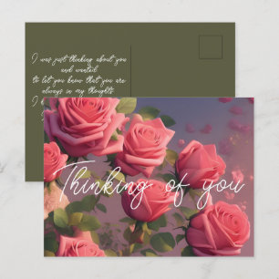 Blommigt Rosa ros Tankning av ditt vykort