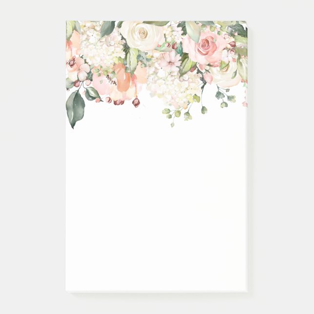 blommigt, rosa ros, vår blommor post-it block (Framsida)