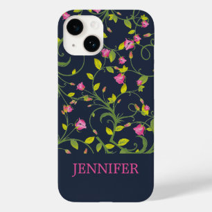 BLOMMIGT ROSA ROS VINE NAVY PERSONLIG