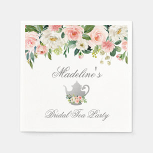 Blommigt Rosa Silver Möhippa Tea Party Pappersservett