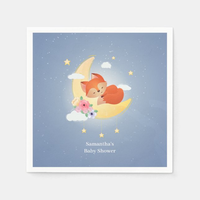 Blommigt rosa söt liten babydusch pappersservett (Framsidan)