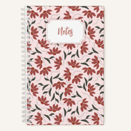 Blommigt rosa spiral bärbar dator | söt journal