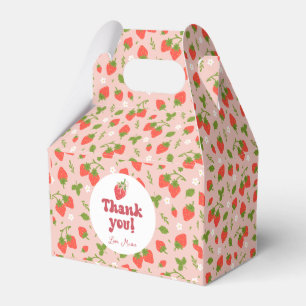 Blommigt Rosa Strawberry Mönster Personlig Party Presentaskar