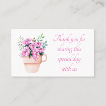 Blommigt Rosa Tack Vattenfärg Flower Bröllop