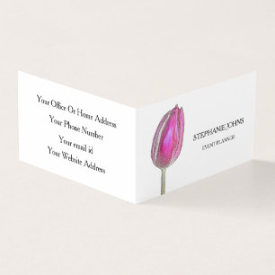 Blommigt Rosa Tulips Bröllop White Event Planner Visitkort