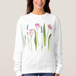 Blommigt Rosa Tulips Lavender Flowers HELGDAGAR T Shirt