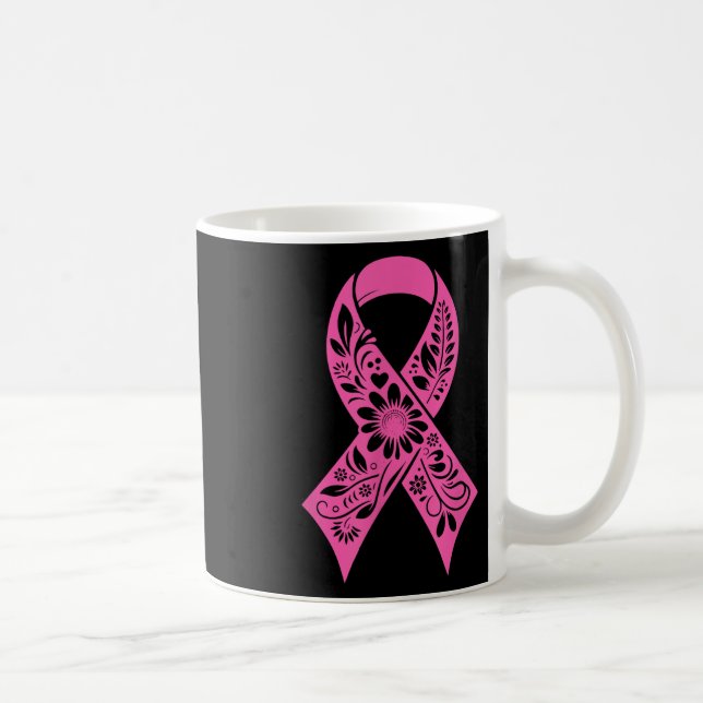 Blommigt Rosa Upplysningsutrustning för bröstcance Kaffemugg (Höger)