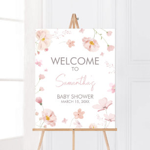 Blommigt Rosa Vår Baby i Bloom Välkommen Poster
