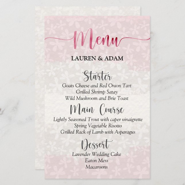 Blommigt  Rosa Vattenfärg (Fram/baksida)