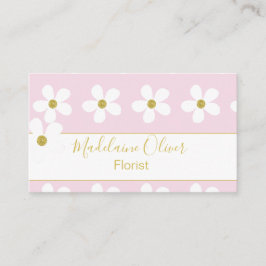 Blommigt Rosa Vit Daisy Florist Professionell Visitkort