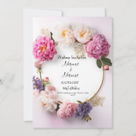 Blommigt rosa Walima bröllopsinbjudan Inbjudningar