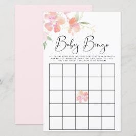 Blommigt Rosa Watercolor Baby Bingo Shower Game