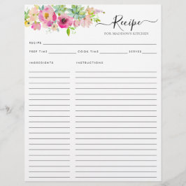 Blommigt  Rosa Watercolor Cactus Kitchen Recipe