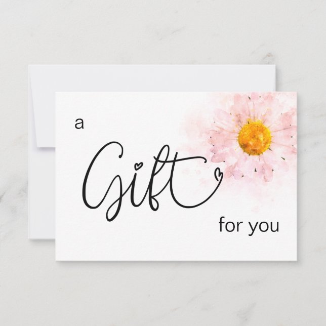 *~* Blommigt Rosa Watercolor Daisy Heart Minimalis (Framsida)