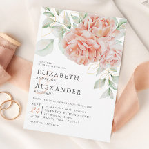 Blommigt Rosa  Watercolor Elegant bröllop