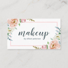 Blommigt Rosa White Elegant Makeup Artist Visitkort