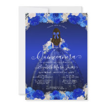 Blommigt Royal Blue Princess Gown Quinceanera