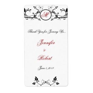 Blommigt Rulla Monogram i Black and White Vin Lab Fraktsedel