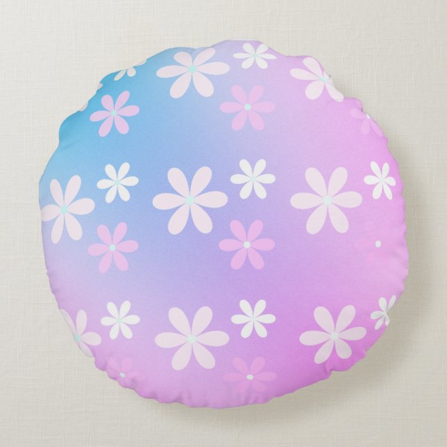 Blommigt Rund Kudde (Baksidan)