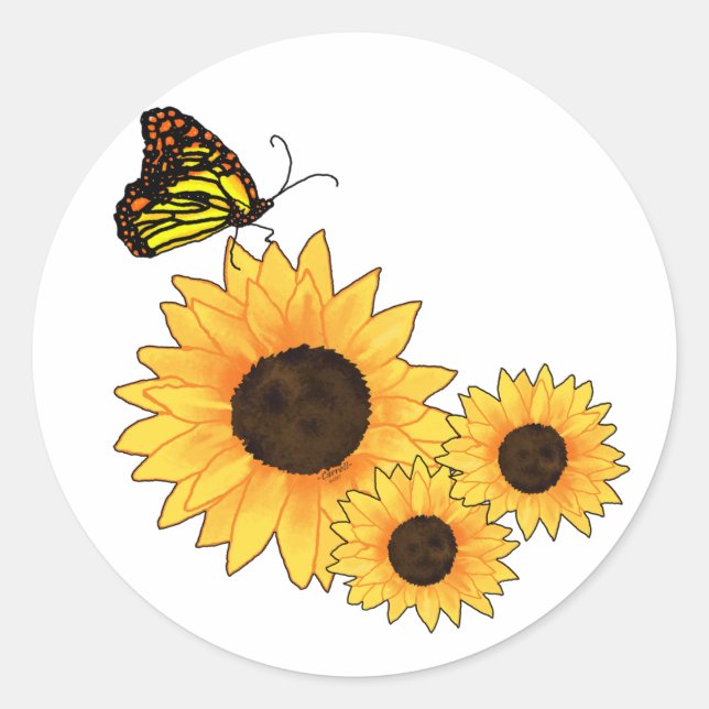 Blommigt Runt Klistermärke (Framsida)