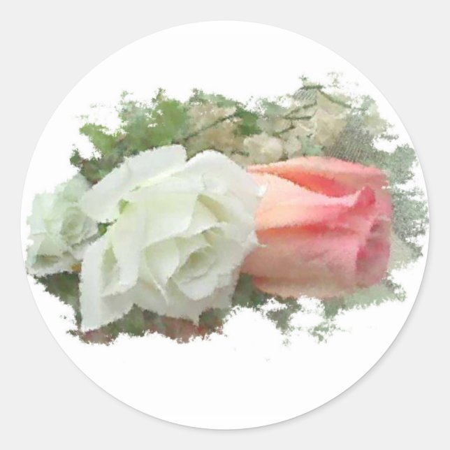 Blommigt Runt Klistermärke (Framsida)