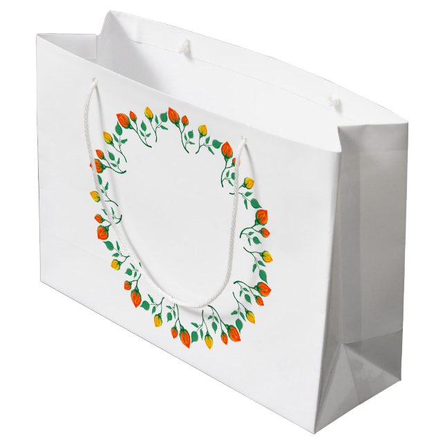 Blommigt runt ram med blomman gult och röd ros (Baksidan Vinklad)