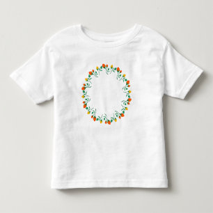Blommigt runt ram med blomman gult och röd ros t shirt